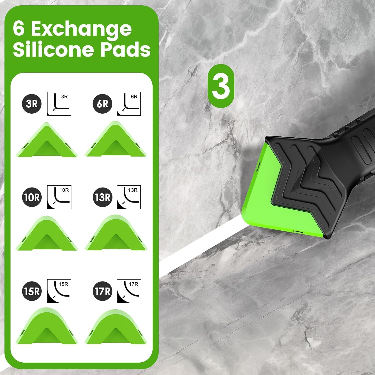 5-in-1 Silicone Caulking & Grout Tool Kit – Multi-Purpose Sealant Finisher with Grout Scraper, 6 Reusable Silicone Pads & Adhesive Removal for Kitchen, Bathroom & Window Seams - Image 4
